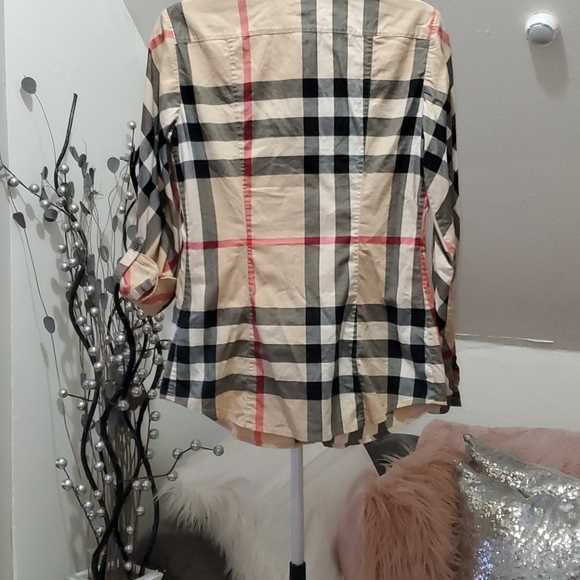 burberry women's brit tonal check shirt carmel